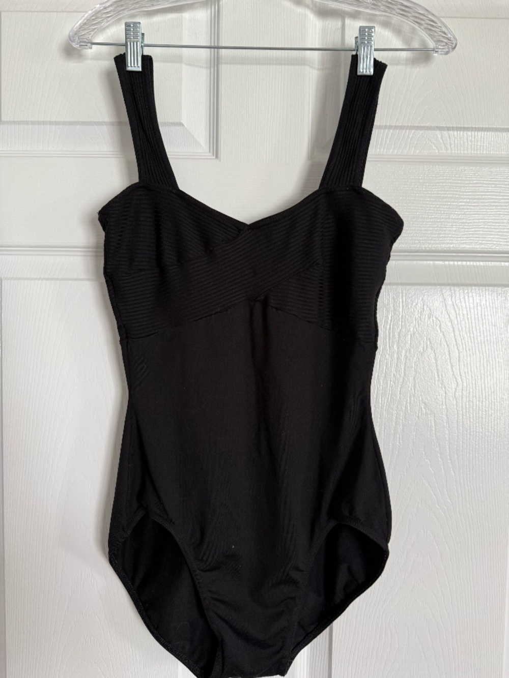 Mirella Black Ribbed Sweetheart Ballet Leotard Adult Large